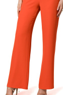 Spodnie damskie eleganckie z wysokim stanem poszerzane koralowe K162