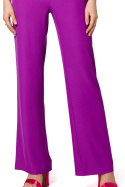 Spodnie damskie eleganckie z wysokim stanem poszerzane lawendowe K162