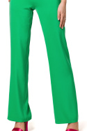 Spodnie damskie eleganckie z wysokim stanem poszerzane zielone K162