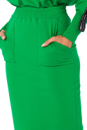 Sportowa spódnica ołówkowa z gumą w pasie dresowa dzianina zielona me728
