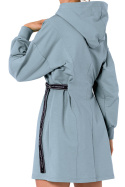 Sukienka dresowa mini z kapturem dzianinowa długi rękaw agawa me730