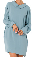 Sukienka koszulowa mini luźna z łańcuszkiem długi rękaw agawa me740