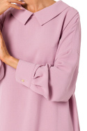 Sukienka koszulowa mini luźna z łańcuszkiem długi rękaw różowa me740