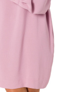 Sukienka koszulowa mini luźna z łańcuszkiem długi rękaw różowa me740