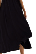 Sukienka letnia zwiewna z falbaną na cienkich ramiączkach czarna me743