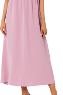 Sukienka letnia zwiewna z falbaną na cienkich ramiączkach różowa me743
