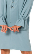 Sukienka midi ze sznurowaniem na przodzie długi rękaw agawa me742