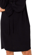 Sukienka midi ze sznurowaniem na przodzie długi rękaw czarna me742
