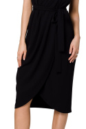 Sukienka midi bez rękawów asymetryczna na jedno ramię czarna K160