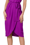 Sukienka midi bez rękawów asymetryczna na jedno ramię lawendowa K160