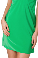 Sukienka mini lekka na ramiączkach głęboki dekolt V zielona K159