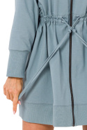 Sukienka mini rozpinana z wycięciami na plecach długi rękaw agawa me733