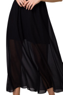Sukienka szyfonowa maxi bez rękawów wiązana wokół szyi czarna K169