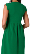 Sukienka midi bez rękawów lekko rozkloszowana dzianina zielona B262