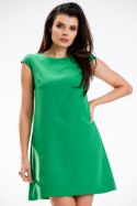 Sukienka elegancka trapezowa mini z krótkim rękawem zielona A570