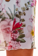 Sukienka letnia mini trapezowa na ramiączkach w kwiaty L/XL biała A289