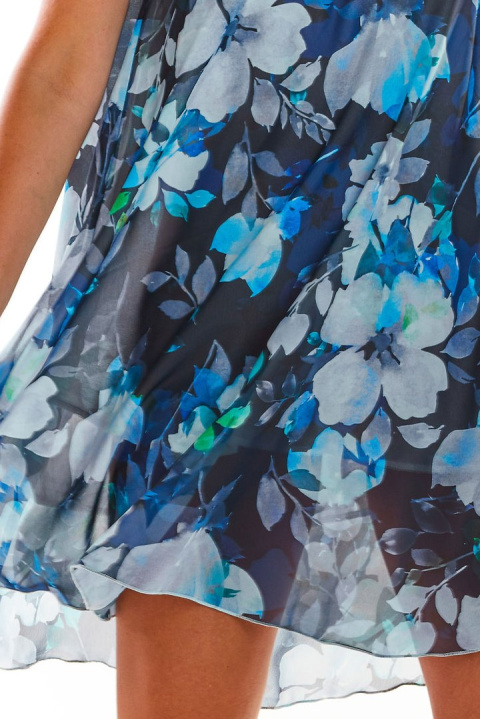 Sukienka letnia mini trapezowa na ramiączkach w kwiaty L/XL granatowa A289 Sukienka letnia mini trapezowa na ramiączkach w kwiaty L/XL granatowa A289
