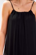 Sukienka letnia maxi na ramiączkach z wiskozy luźna czarna A582