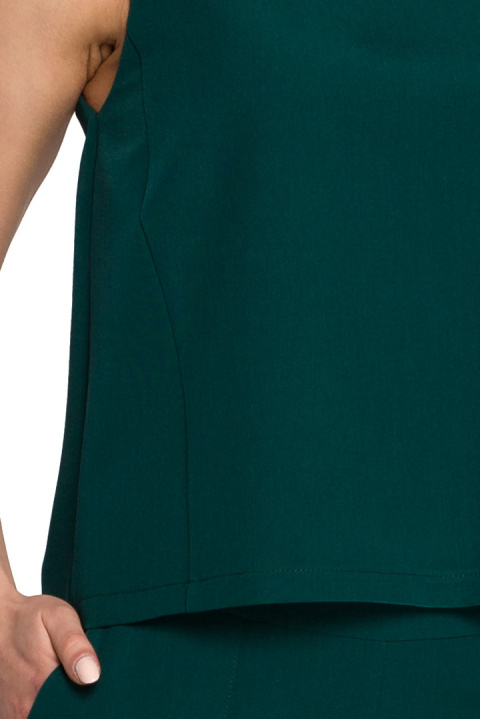 Elegancka bluzka damska krótka trapezowa bez rękawów M zielona S257 Elegancka bluzka damska krótka trapezowa bez rękawów M zielona S257