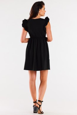 Sukienka letnia mini bez rękawów odcinana pod biustem czarna M297