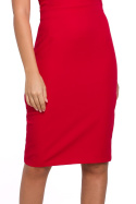 Sukienka ołówkowa dopasowana na jedno ramię bez rękawów S czerwona k003