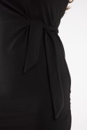 Sukienka dopasowana mini z wiązaniem bez rękawów bawełniana czarna M299