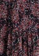 Sukienka rozkloszowana midi długi rękaw dekolt V wzór kwiaty 148 M941
