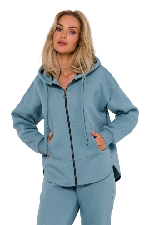 Bluza damska z kapturem rozpinana kieszeń kangurek dzianina agawa me761 Bluza damska z kapturem rozpinana kieszeń kangurek dzianina agawa me761