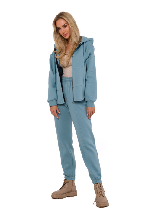 Bluza damska z kapturem rozpinana kieszeń kangurek dzianina agawa me761 Bluza damska z kapturem rozpinana kieszeń kangurek dzianina agawa me761