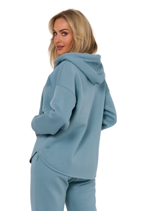 Bluza damska z kapturem rozpinana kieszeń kangurek dzianina agawa me761 Bluza damska z kapturem rozpinana kieszeń kangurek dzianina agawa me761