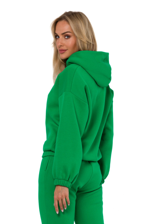 Bluza damska z kapturem dresowa sportowa dzianina z gumą zielona me759 Bluza damska z kapturem dresowa sportowa dzianina z gumą zielona me759