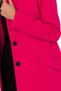 Płaszcz damski flauszowy klasyczny zapinany na guziki różowy me758