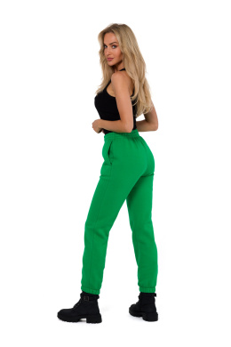 Spodnie damskie dresowe joggery z przeszyciami kieszenie zielone me760
