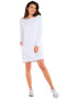 Sukienka midi z długim rękawem luźna bawełniana biała M257