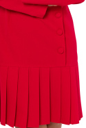 Sukienka midi z plisami kołnierzyk dekolt V długi rękaw czerwona me752