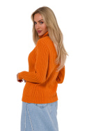 Sweter damski prążkowany z golfem długi rękaw ściągacz pomarańczowy me771