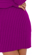 Sukienka swetrowa mini prążkowana z golfem długi rękaw purpurowa me770