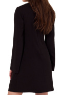Sukienka mini elegancka łezka w dekolcie długi szeroki rękaw czarna K181
