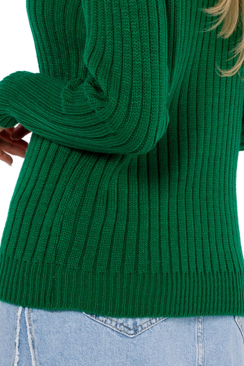 Sweter damski prążkowany z golfem długi rękaw ściągacz zielony me771 Sweter damski prążkowany z golfem długi rękaw ściągacz zielony me771