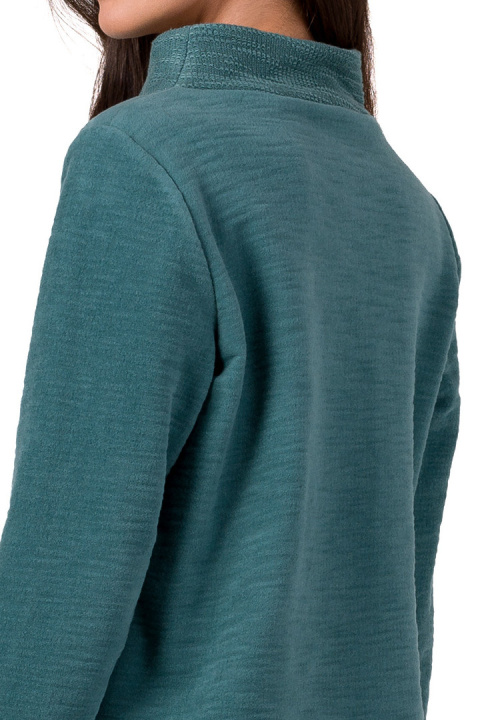 Bluza damska prosta dzianinowa z wysokim kołnierzem turkusowa B268 Bluza damska prosta dzianinowa z wysokim kołnierzem turkusowa B268