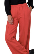 Spodnie damskie dzianinowe szerokie nogawki kieszenie ceglaste B275
