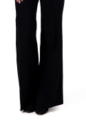 Spodnie damskie dzianinowe szerokie nogawki kieszenie czare B275