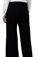 Spodnie damskie dzianinowe szerokie nogawki kieszenie czare B275