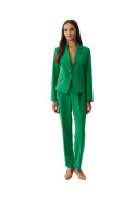 Spodnie damskie eleganckie na kant lekko zwężane wysoki stan zielone S356