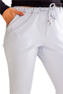 Spodnie damskie dopasowane regulowane gumą i sznurkiem szare A600
