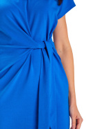 Sukienka midi z krótkim rękawem lekko dopasowana dzianinowa niebieska M302