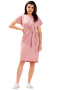 Sukienka midi z krótkim rękawem lekko dopasowana dzianinowa różowa M302