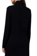 Sukienka midi prosta dzianinowa z półgolfem długi rękaw czarna B274