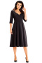Elegancka sukienka midi rozkloszowana dopasowana głęboki dekolt czarna A598