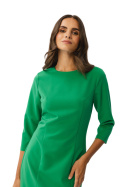 Sukienka ołówkowa midi elegancka z rozcięciem rękaw 3/4 zielona S350